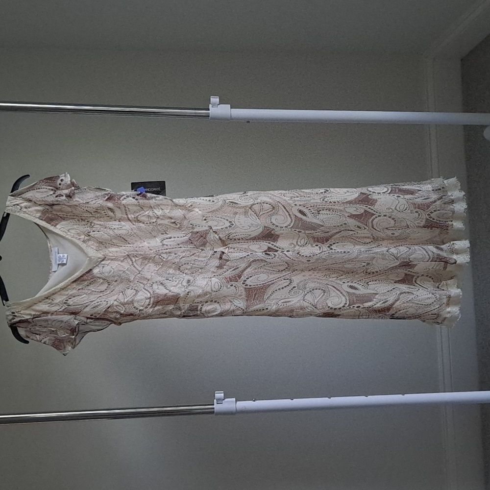 Luciano Dante Pretty Baby dress, size 14, cream color with light pink and brown